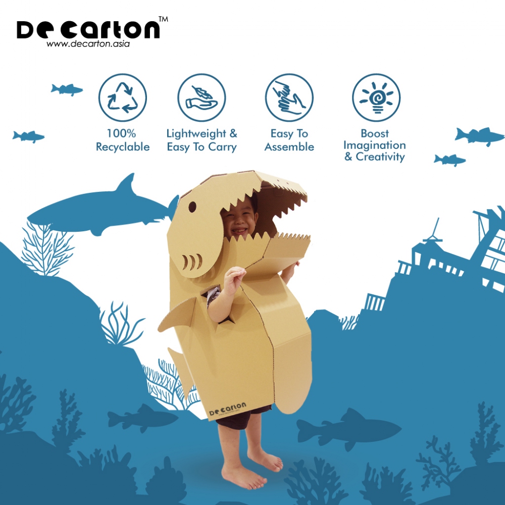 Cardboard Wearable Baby Shark Costume For Kids