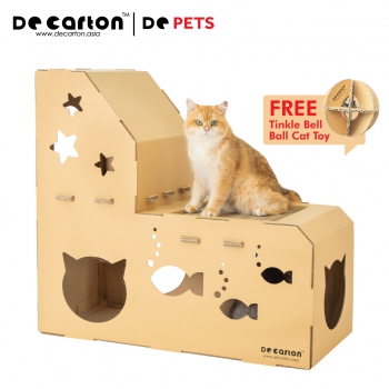 Cardboard L-Shape Meow Cat Playhouse