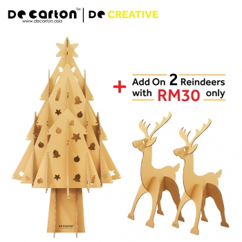 5.5ft Cardboard Christmas Tree + 2 Cardboard Reindeer Sets